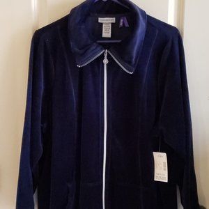 NWT Catherine's Navy Petite Velour Jogging Jacket.   Size 18W/20W